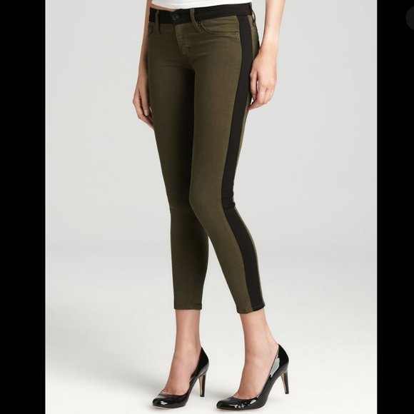 Hudson jeans LeeLoo super skinny crop black stripe jeans 28 - Picture 3 of 9